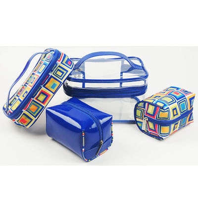 Transparency Cosmetic Organizer Set With 3 Printed Inner Makeup Bags totally 4 pcs