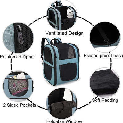 Cushioned Back Pet Carrier Backpacks / Zip Solid Small Animal Carrier Backpack With Windows
