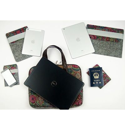 Printed Felt Laptop Sleeves Zip Slim Notebook Grey Laptop Case