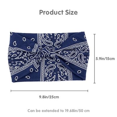 Printed Breathable Head Wraps Assorted Paisley Wide Bandana Knot Headbands Criss Cross Head Wrap