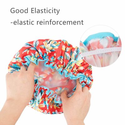 Women'S Waterproof Shower Caps Satin Double Layer Printed