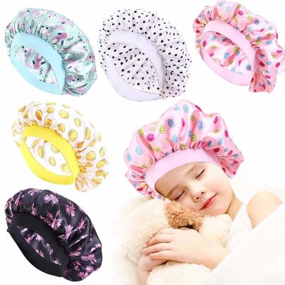 Satin Wide Band Silk Bonnet Kids Children Night Sleep Cap Toddler Hair Bonnet For Sleeping