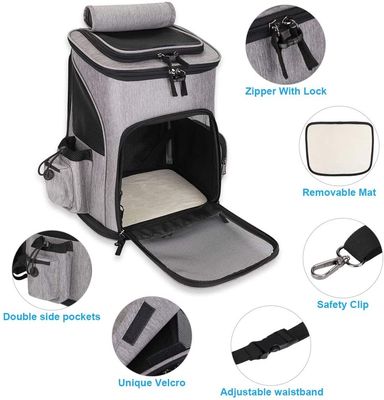 Oxford Fabric Pet Carrier Backpacks / Foldable Dog Carrier Bag 20 Lbs Mesh Breathable