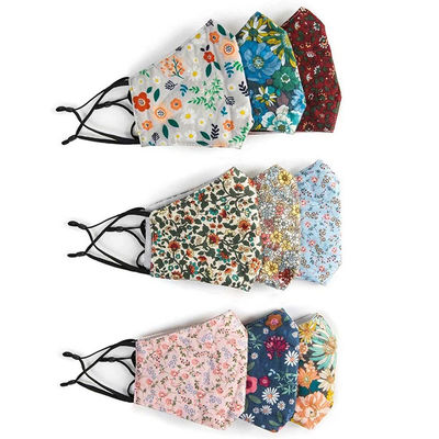 Washable Reusable 3 Layer Fabric Face Mask With Nose Wire Filter Pocket