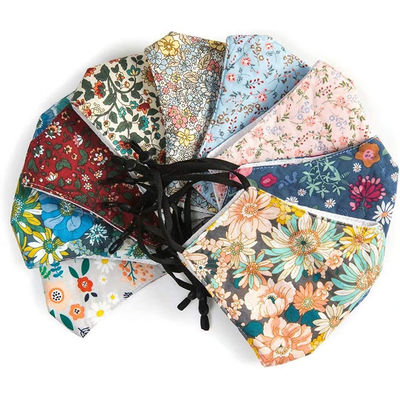 Washable Reusable 3 Layer Fabric Face Mask With Nose Wire Filter Pocket