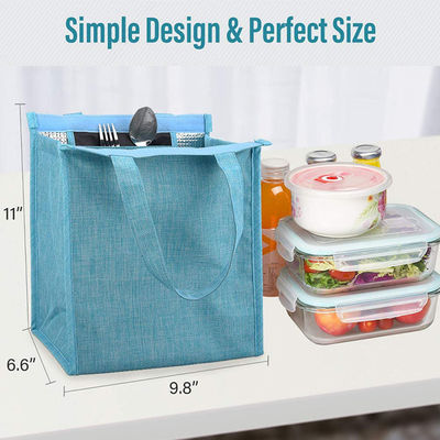 Pale Blue Large Waterproof Adult Lunch Tote Bag For Men Women Oxford Fabric