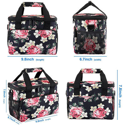 Flower Reusable Lunch Bags , Large Lunch Cooler Bag With Adjustable Shoulder