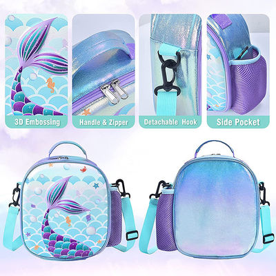 Little Mermaid Lunch Bag 3D Insulated Lunch Bag Girls Picnic Shiny Crossbody Waterproof