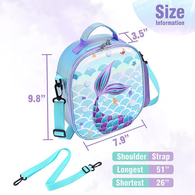 Little Mermaid Lunch Bag 3D Insulated Lunch Bag Girls Picnic Shiny Crossbody Waterproof
