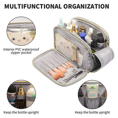 Large Travel OEM Toiletry Makeup Bag For Women PU Water Resistant Tote Bag