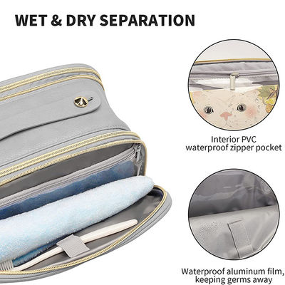 Large Travel OEM Toiletry Makeup Bag For Women PU Water Resistant Tote Bag