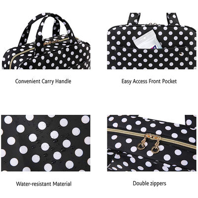 Hanging Toiletry Makeup Bag Dot Water Resistant Fabric Travel Makeup Organizer