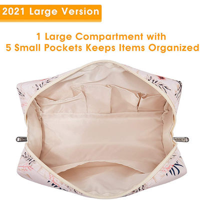 230D Oxford Cosmetic Makeup Bags Large Leather Zipper Pouch Travel Organizer