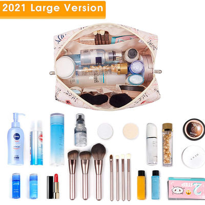 230D Oxford Cosmetic Makeup Bags Large Leather Zipper Pouch Travel Organizer