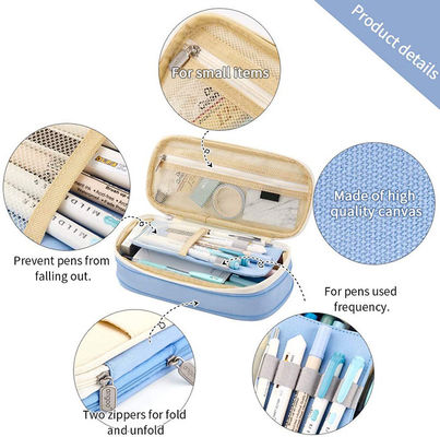 Office School 3 Zipper Pencil Case ODM  Stationery Organizer Pouch High Capacity