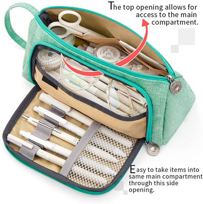 Multi Slot Large Capacity Pen Bag Zipper Big Capacity Pencil Case  Mint Green