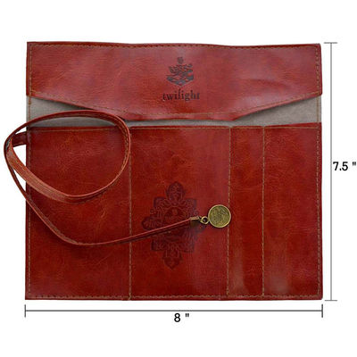 Brown Zipper Pencil Cases Makeup Bag , AZO Vintage Style Rollup Pencil Case