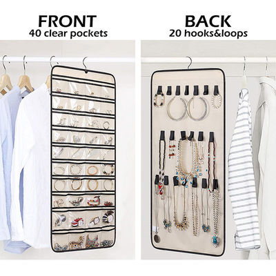 40 Pocket wall hanging jewelry organizer 20 Hook Loops Closet Necklace Holder