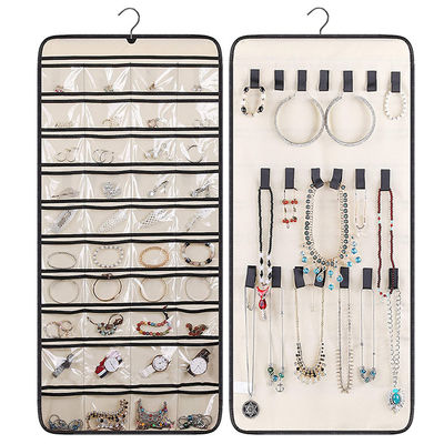 40 Pocket wall hanging jewelry organizer 20 Hook Loops Closet Necklace Holder