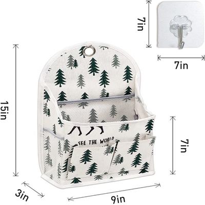 3 Pockets Wall Hanging Storage Bag / Linen Fabrics Waterproof Over The Door Closet Organizer