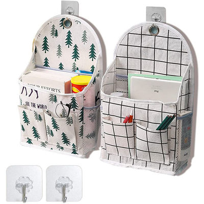 3 Pockets Wall Hanging Storage Bag / Linen Fabrics Waterproof Over The Door Closet Organizer