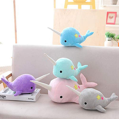 Cute Blue Teal Narwhal Stuffed Animal Plush Toy Adorable Soft Whale Narwhal