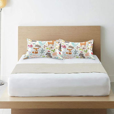 Satin Pillowcase Flower Deer Fox Bear Owl Pillowslip Envelope Closure Silk Pillow Cover for Hair and Skin