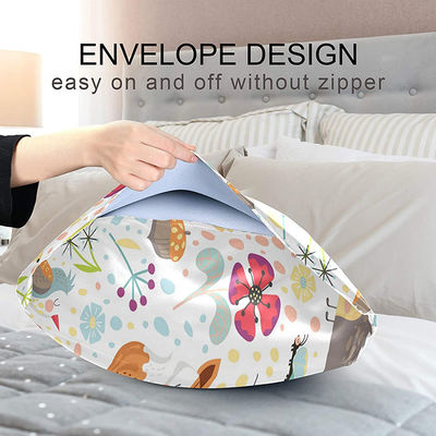 Satin Pillowcase Flower Deer Fox Bear Owl Pillowslip Envelope Closure Silk Pillow Cover for Hair and Skin