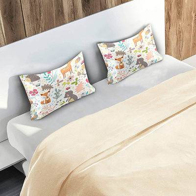 Satin Pillowcase Flower Deer Fox Bear Owl Pillowslip Envelope Closure Silk Pillow Cover for Hair and Skin