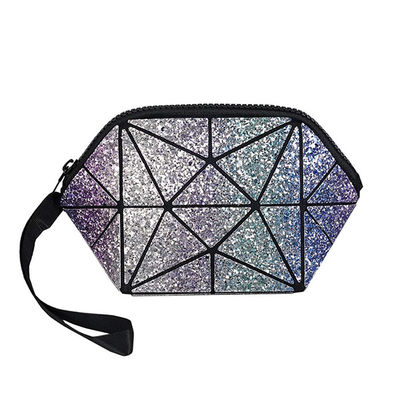 Geometric Foldable Cosmetic Pouch Cute Small Travel Makeup Bag With Zipper