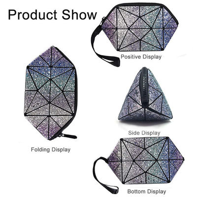 Geometric Foldable Cosmetic Pouch Cute Small Travel Makeup Bag With Zipper