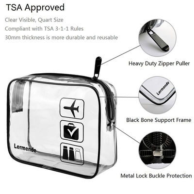 PVC Makeup Zipper Pouch Tsa Approved Clear Toiletry Bag On Airport Airline