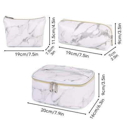 Portable Travel Makeup Bag Organizer Marble White Water Resistant Toiletry Bag