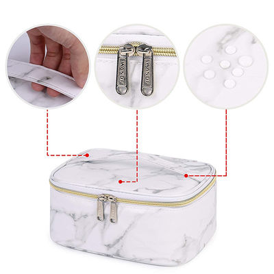 Portable Travel Makeup Bag Organizer Marble White Water Resistant Toiletry Bag