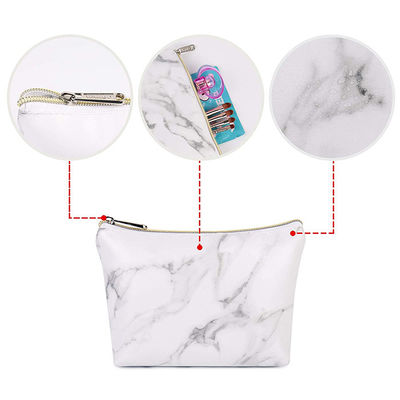 Portable Travel Makeup Bag Organizer Marble White Water Resistant Toiletry Bag