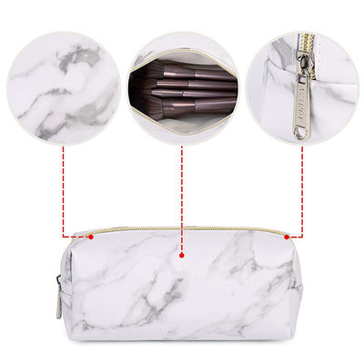 Portable Travel Makeup Bag Organizer Marble White Water Resistant Toiletry Bag