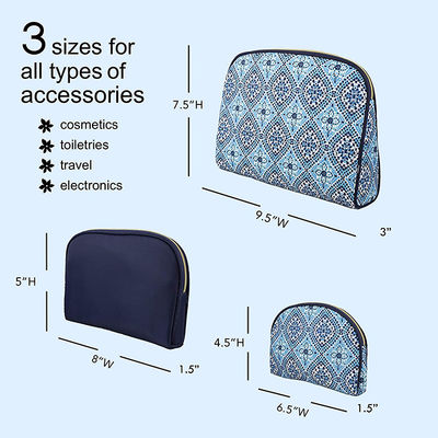 ODM 3 Piece Cosmetic Bag Set Polyester Purse Size Makeup Bag For Women Toiletry Travel Bag