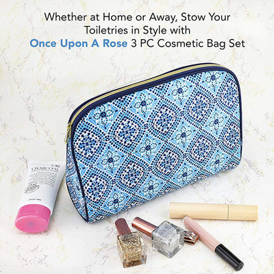 ODM 3 Piece Cosmetic Bag Set Polyester Purse Size Makeup Bag For Women Toiletry Travel Bag