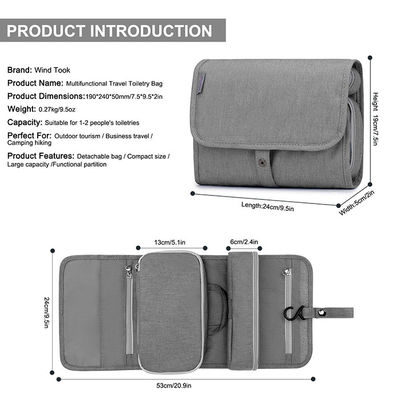 Gray Hanging Travel Toiletry Bag Cosmetic Travel Toiletry Organizer
