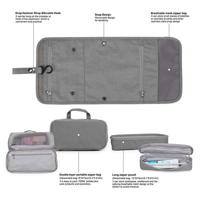 Gray Hanging Travel Toiletry Bag Cosmetic Travel Toiletry Organizer