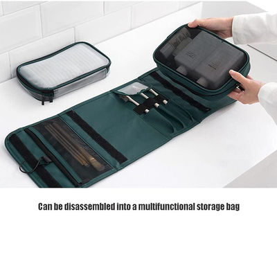 PU Hanging Toilet Bag , Portable Travel Cosmetic Bag Waterproof Zipper Organizer