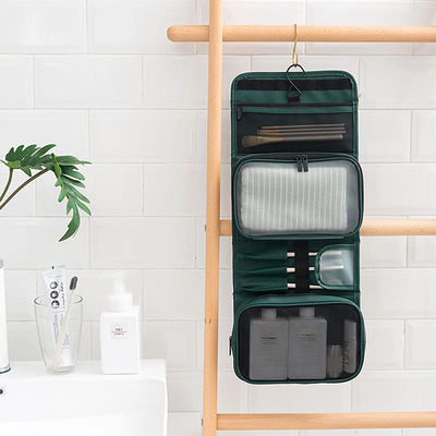 PU Hanging Toilet Bag , Portable Travel Cosmetic Bag Waterproof Zipper Organizer