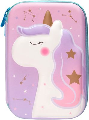 3D EVA Cute Unicorn Pencil Case / Large Capacity Pencil Box With Double Zipper