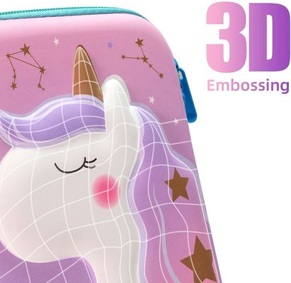 3D EVA Cute Unicorn Pencil Case / Large Capacity Pencil Box With Double Zipper
