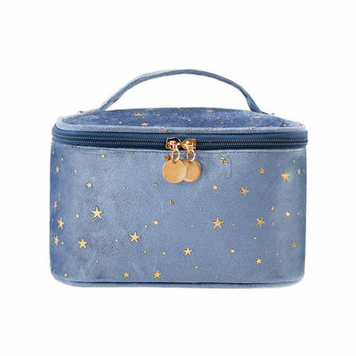Velvet Cosmetic Makeup Bags 8x5.5x5.1 Inch With Handle Brush Holder