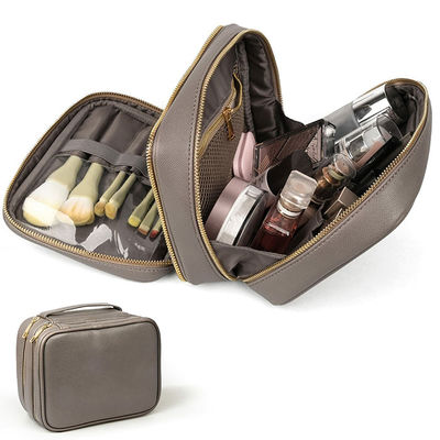 Spillproof Interiors Cosmetic Makeup Bags Waterproof PU Leather Nylon Lining