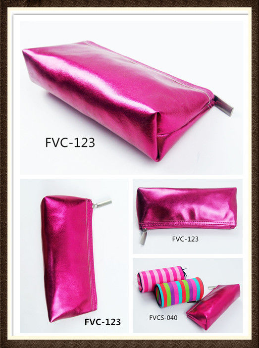 PU Leather Marker Zipper Pencil Cases / Hot Pink Unicorn Bag And Stationery  AZO Free