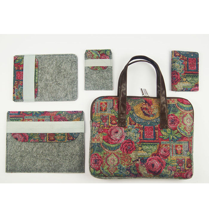Printed Felt Laptop Sleeves Zip Slim Notebook Grey Laptop Case