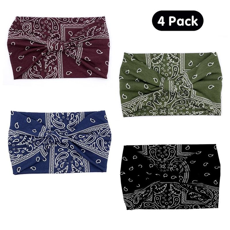 Printed Breathable Head Wraps Assorted Paisley Wide Bandana Knot Headbands Criss Cross Head Wrap