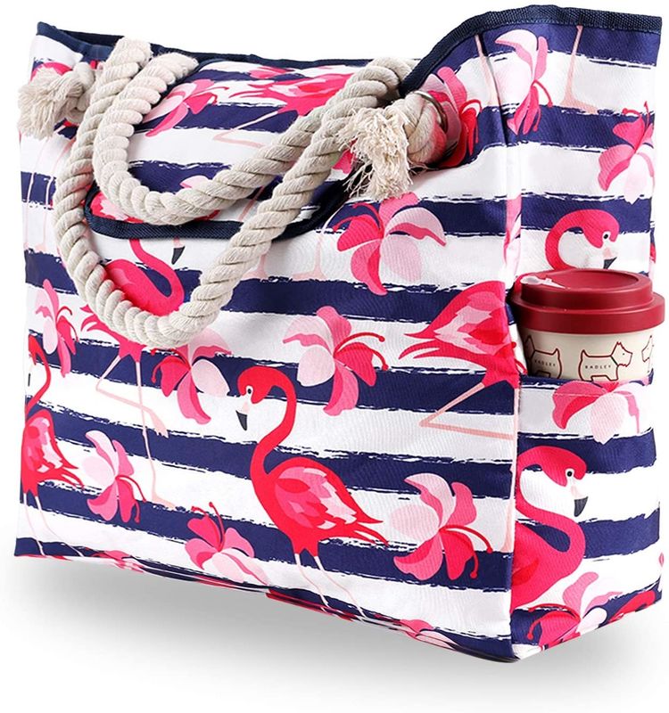 Waterproof Tarpaulin Tote Bag Extra Large Canvas Beach Bag 4 Inner Pockets For Travel Gym Swim